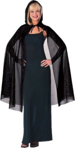 Unbranded Fancy Dress Costumes - 45 Hooded Glitter Cape (BLACK)