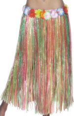 79cm long hula skirt, multicolour with flowers.