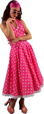 Unbranded Fancy Dress Costumes - Adult 50s Polka Dot Dress Pink Extra Large