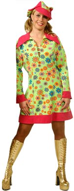 Unbranded Fancy Dress Costumes - Adult 60 Flower Dress GREEN Small