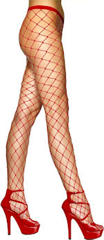 Unbranded Fancy Dress Costumes - Adult Diamond Net Tights RED