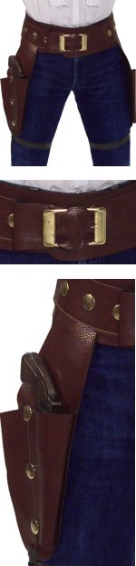 Fancy Dress Costumes - Adult Leather Look Dual Gun Cowboy Holster