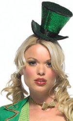 Unbranded Fancy Dress Costumes - Adult Mini Glitter Top Hat with Veil GREEN