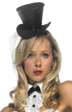 Unbranded Fancy Dress Costumes - Adult Mini Glitter Top Hat with Veil