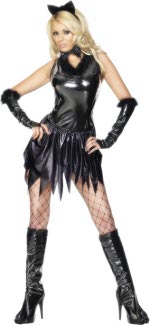 Includes dress, bowtie, boot covers, glovelets and cat ears.
