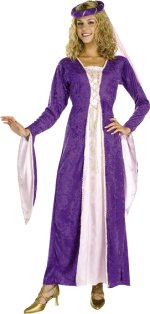Includes crushed velvet dress and headpiece.