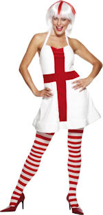 St George inspired halter-neck England Dress. Wig and tights available separately.