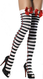 Unbranded Fancy Dress Costumes - Adult Striped Poker Suit Thigh High Stockings with Cameo