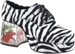 One pair of zebra print shoes featuring floating fish in the 3.5 inch heels.