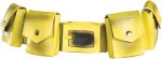 Yellow rubber belt with pockets and metal buttons. Belt fits up to a 40` waist.