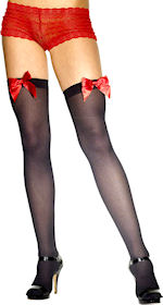 Unbranded Fancy Dress Costumes - Black Stockings with Red Bow