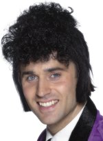 Unbranded Fancy Dress Costumes - BLACK Teddy Boy Wig with Sideburns
