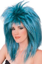Fancy Dress Costumes - Blue And Turquoise Diva Wig
