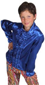 Unbranded Fancy Dress Costumes - Child 70` Frill Satin Shirt - Blue Small