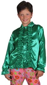 Unbranded Fancy Dress Costumes - Child 70s Frill Satin Shirt - Dark Green Small