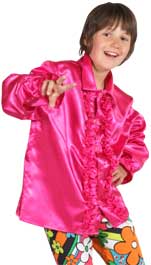 Unbranded Fancy Dress Costumes - Child 70s Frill Satin Shirt - Pink Small