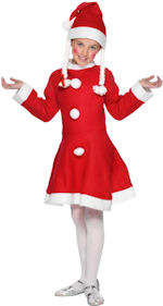 Fancy Dress Costumes - Child Economy Girl Santa Dress Age: 3-5 110cm