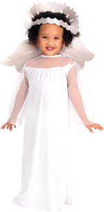 This costume consists of one piece white dress with sheer sparkle sleeves plus foam wings and headpi