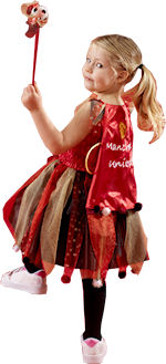The official licensed Manchester United Football Fairy costume includes a dress with embroidered cre