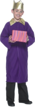 Includes purple wise-man cape with gold collar and crown.