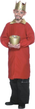 Includes red wise-man cape with gold collar and crown.