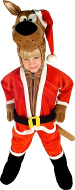 Made of a polar fleece material, this is a superb quality costume comprising of Scooby Santa headpie