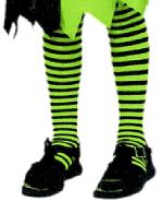 Fancy Dress Costumes - Child Tights LIME GREEN and BLACK