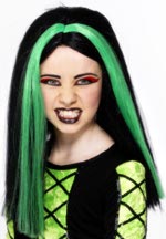 Unbranded Fancy Dress Costumes - Child Witch Wig with Green Streaks