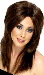 Long wavy layered brown covergirl wig.