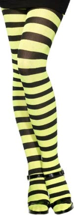 Unbranded Fancy Dress Costumes - Green And Black Striped Tights