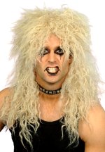 Long shaggy blonde 1980s style rockstar wig.