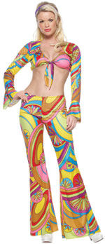 Unbranded Fancy Dress Costumes - Hippie Crop Top and Trousers Small/Medium