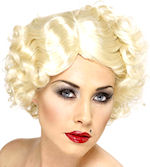 Hollywood Icon Wig with short blonde curls.