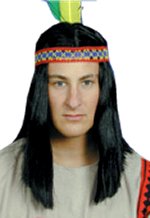 Fancy Dress Costumes - Indian Brave Wig With Feathers