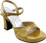Unbranded Fancy Dress Costumes - Ladies 70 Disco Shoes GOLD Gold Small
