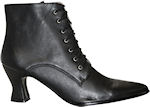 Black Victorian style ankle boots.