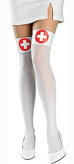 Unbranded Fancy Dress Costumes - Opaque Hospital Thigh High Stockings