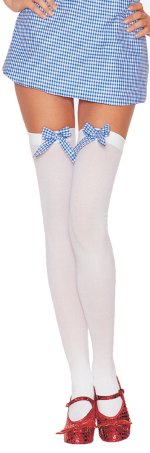 Unbranded Fancy Dress Costumes - Opaque Thigh High Stockings with Gingham Bow