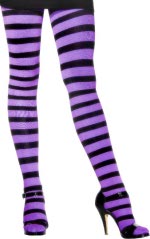 Unbranded Fancy Dress Costumes - Purple And Black Striped Tights