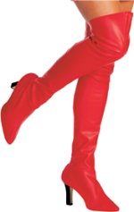 Fancy Dress Costumes - RED Vinyl Thigh Length Boot Tops