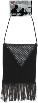 Black sequin flapper purse with tassels.