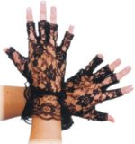 Unbranded Fancy Dress Costumes - Short Lace Fingerless Gloves Black