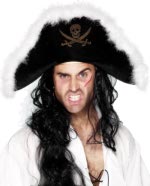 Unbranded Fancy Dress Costumes - Velour Pirate Captain Hat and Marabou Trim