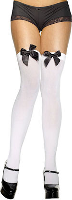 Unbranded Fancy Dress Costumes - White Stockings with Black Bow