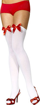 Unbranded Fancy Dress Costumes - White Stockings with Red Bow