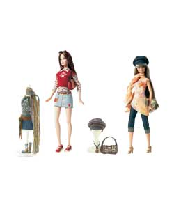 2 separate themed gift sets. Each comes with a doll wearing the latest hot fashions and lots of