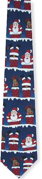 Santa Claus needs a diet on this funny tie as he`s gone and got stuck down the chimey!