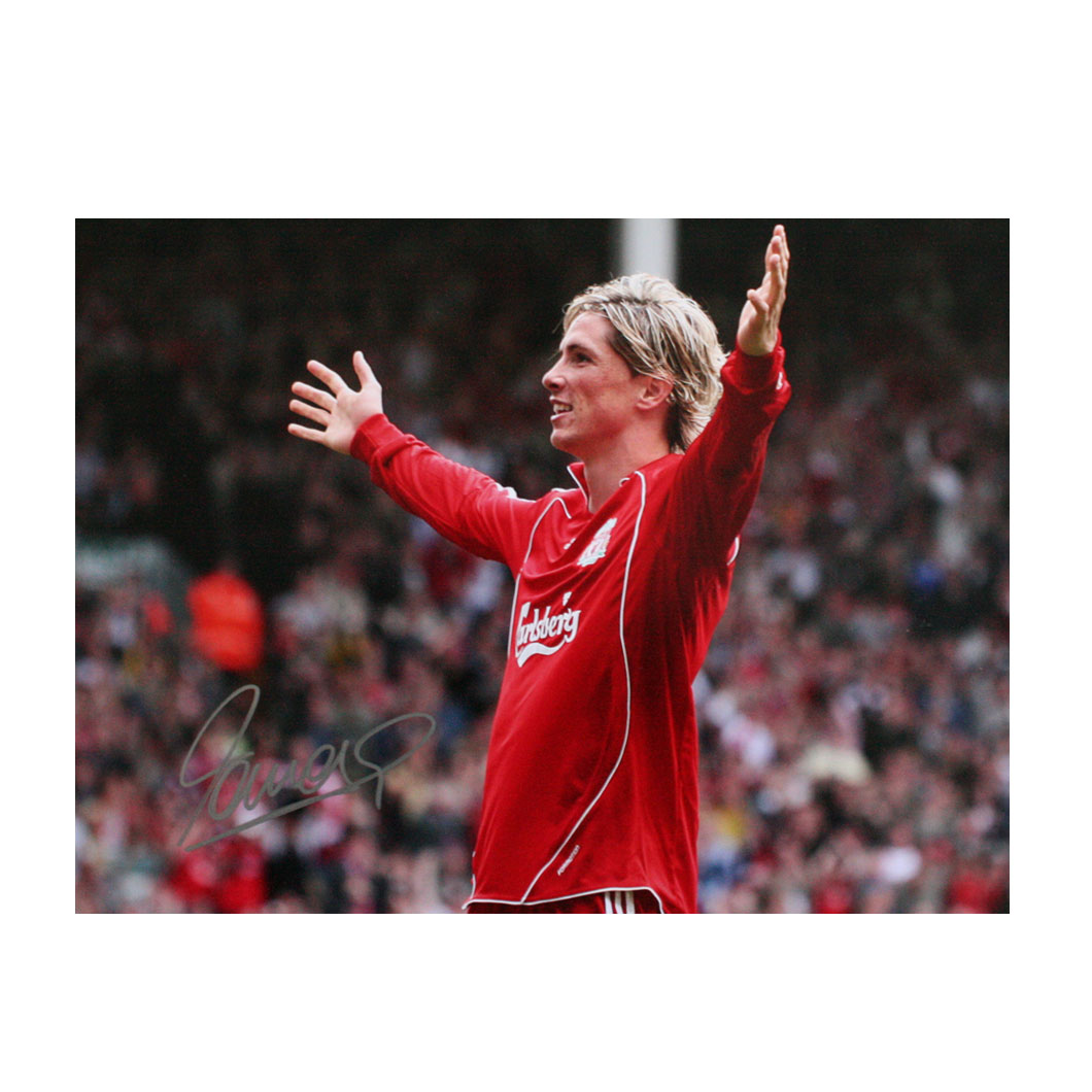 This photograph shows Fernando Torres celebrating after scoring the winner at Anfield.The photograph