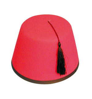 Fez hat with tassle, red felt