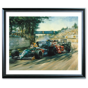 This `Fighting Finish` print from the 1990 Australian Grand Prix celebrates both Nelson Piquet`s ill